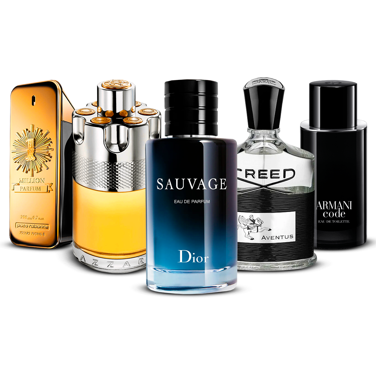 Set de 5 parfumuri – 1 Million, Azzaro Wanted, Sauvage, Creed Aventus și Armani Code [100 ml fiecare]