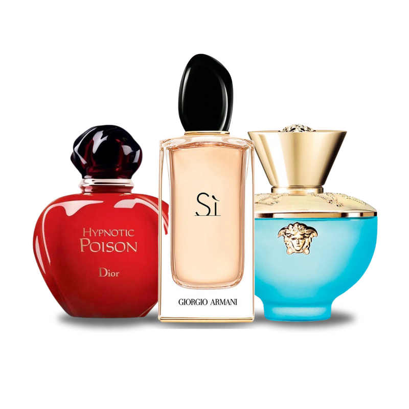 Set de 3 parfumuri | Dior HYPNOTIC POISON, Giorgio Armani SÌ, Versace DYLAN TURQUOISE 100 ml