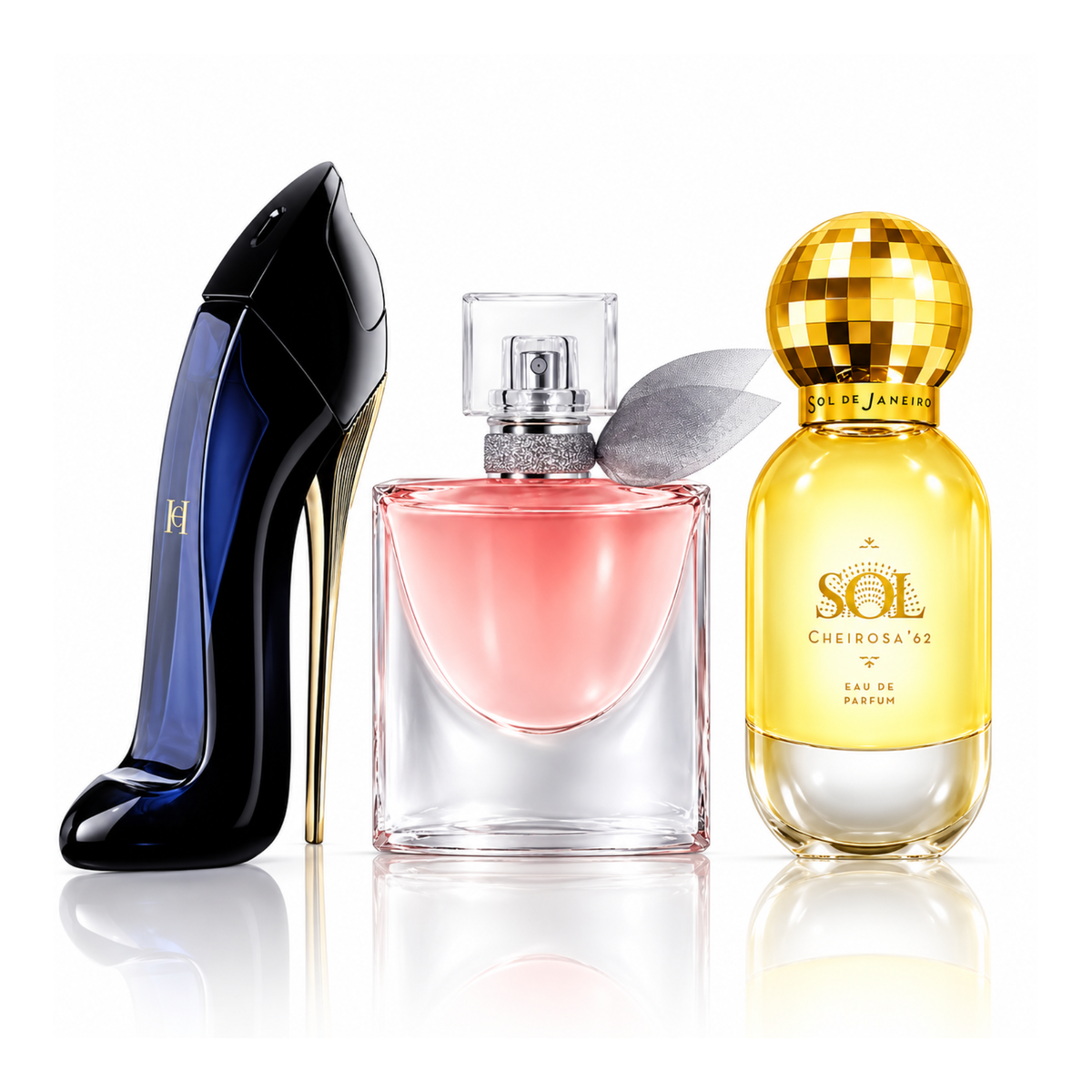 Set de 3 parfumuri | Good Girl Carolina Herrera Eau de Parfum – 100 ml | La Vie Est Belle Lancôme Eau de Parfum – 100 ml | SOL Cheirosa '62 Sol de Janeiro Eau de Parfum – 100 ml